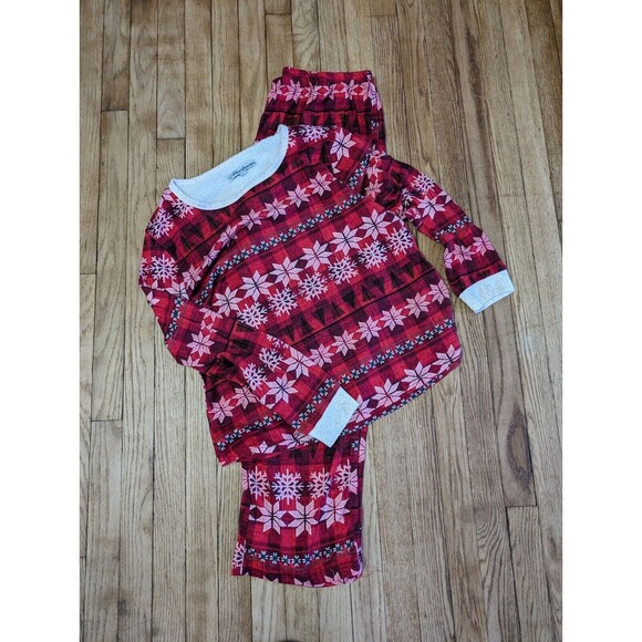 Dearfoams Red Black Plaid Geometric Shapes Fleece Lined‎ Pajama Set Womens XL - Picture 1 of 16